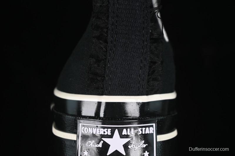 Converse Chuck 1970s High Top Canvas Shoes in Black Lace Punk Style - A10026C