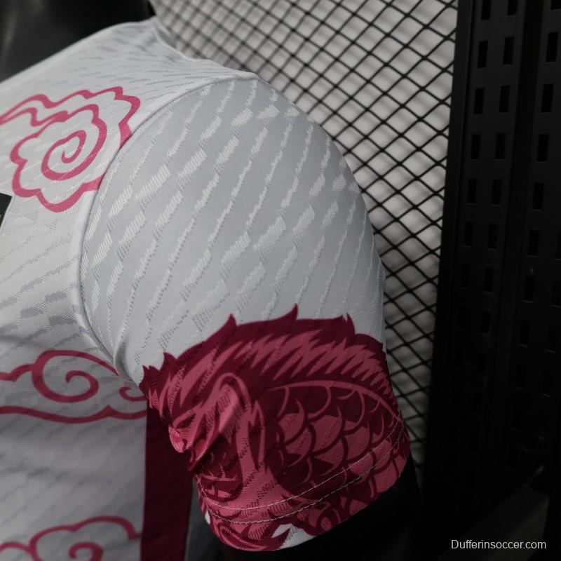 Player Version 2025 Japan National Team White with Pink Dragon Design Jersey