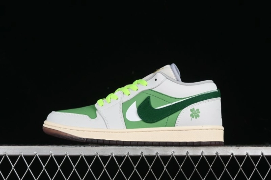 Nike Air Jordan 1 Low AJ1 White Green Double Hook Low-Top Retro Basketball Shoes - FZ5046-041