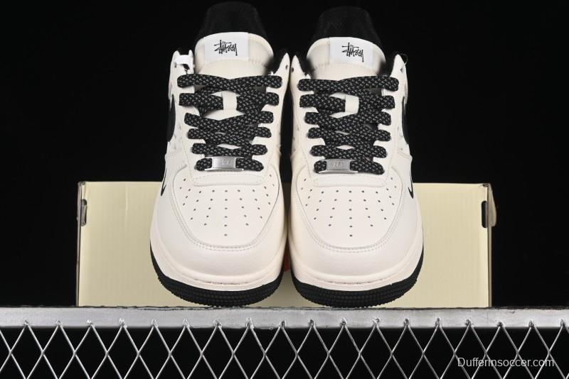 Nike Air Force 1 '07 Low Stussy Collaboration - White Black Low-Top Casual Sneakers - XZ3328-001