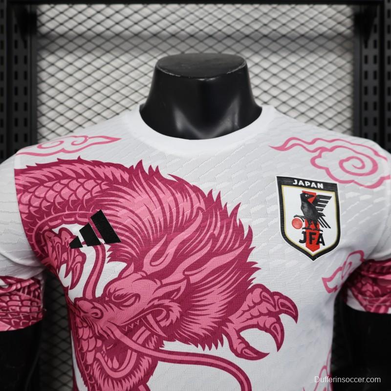 Player Version 2025 Japan National Team White with Pink Dragon Design Jersey
