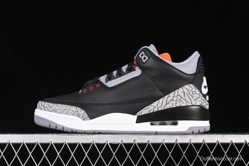 Nike Air Jordan 3 Retro Black Cement Sneakers with Visible Air Cushion - DN3707-010