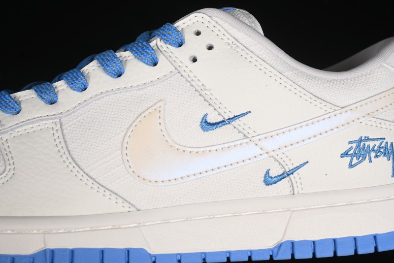Nike SB Dunk Low Stussy Series - Woven Colorful White Swoosh Anniversary Custom Low-Top Casual Skate Shoes - KK1888-014