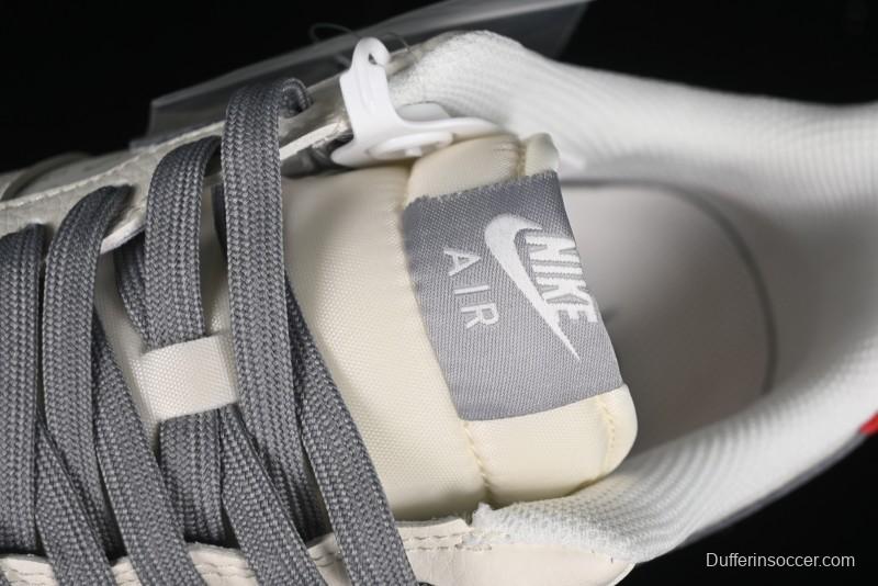 Nike Air Force 1 '07 Low Stussy Collaboration - English Beige Grey Red Low-Top Casual Sneakers - XZ3318-567