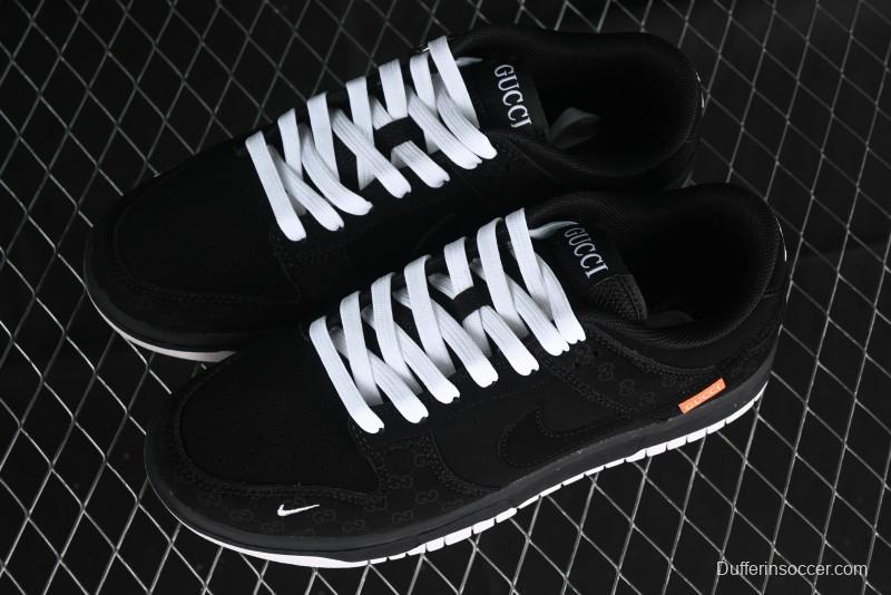 Nike SB Dunk Low Gucci Collaboration Dark Floral Pattern Anniversary Custom Low-Top Casual Sneakers - FC1688-140