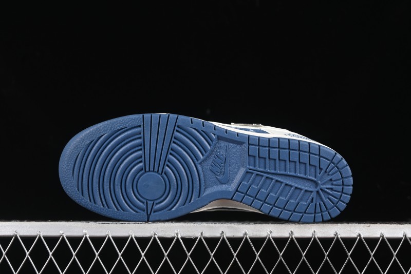 Nike SB Dunk Low LV Collaboration - Beige Blue Print Anniversary High-End Custom Low-Top Casual Skate Shoes - JH8310-954