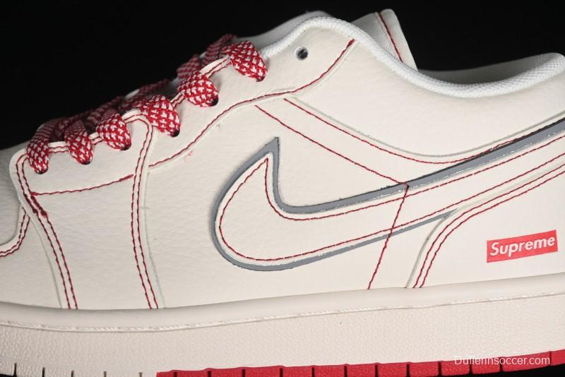 Nike Air Jordan 1 Low AJ1 Supreme Collaboration - Red Rabbit Retro Basketball Shoes - SJ9950-025