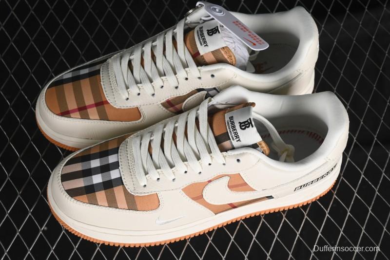 Nike Air Force 1 '07 Low Burberry Check Print Casual Sneakers - DF0180-006