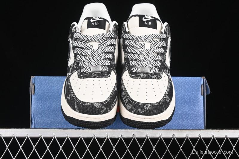 Nike Air Force 1 '07 Low Levi's Collaboration Double Swoosh Beige Black Casual Sneakers - SJ6698-001