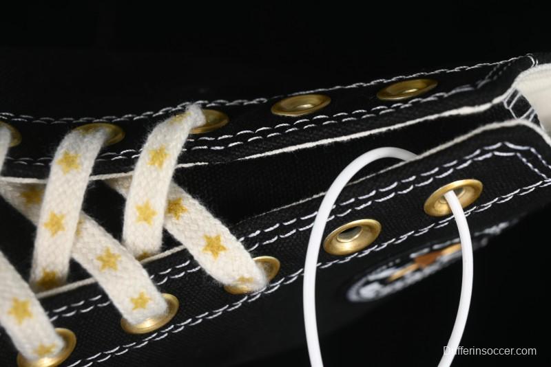 Converse Chuck 1970s High-Top Sneakers with Gold Star Accents and Classic Black & White Design - A12462C