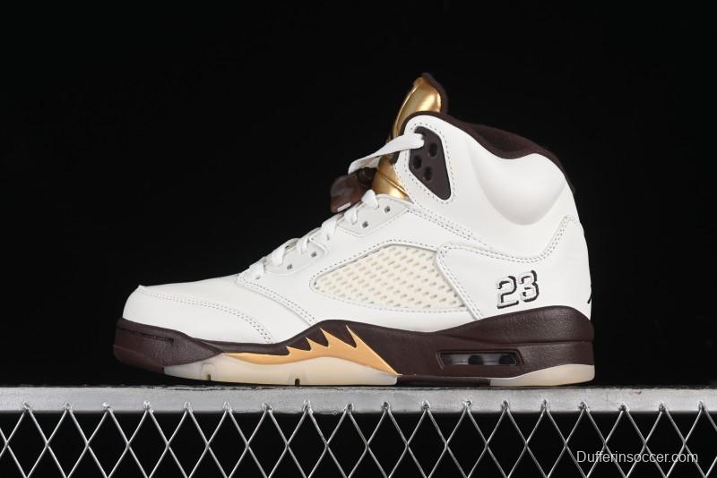 Nike Air Jordan 5 Retro Basketball Shoes in White/Tan - DD9336-200