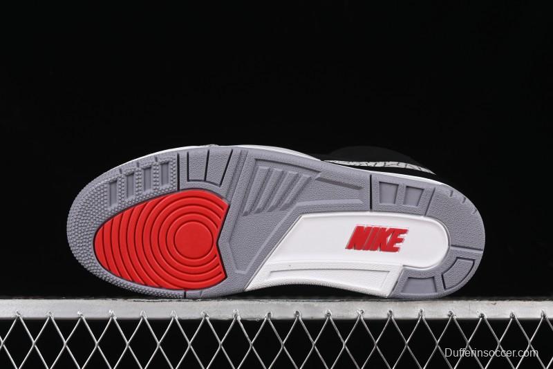 Nike Air Jordan 3 Retro Black Cement Sneakers with Visible Air Cushion - DN3707-010