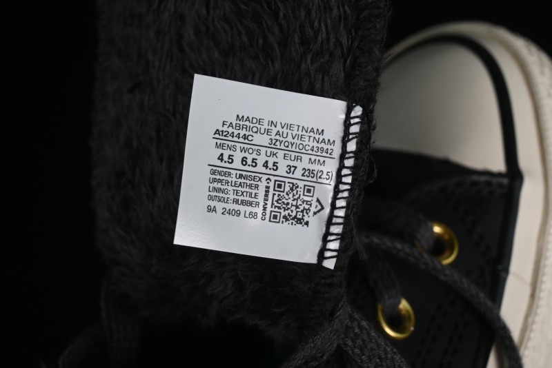 Converse Chuck 1970s Winter Waterproof Leather High-Top Sneakers with Gold Eyelets and Fleece Lining - A12444C