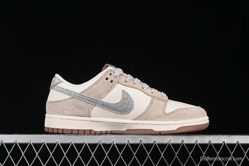 Nike SB Dunk Low UN Collaboration - Light Brown with Silver Swoosh Anniversary High-End Custom Low-Top Casual Sneakers - CF3688-013