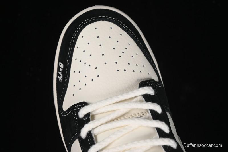 Nike SB Dunk Low Stussy Collaboration - Black White Marking Line Anniversary High-End Custom Low-Top Casual Sneakers - BB9898-008