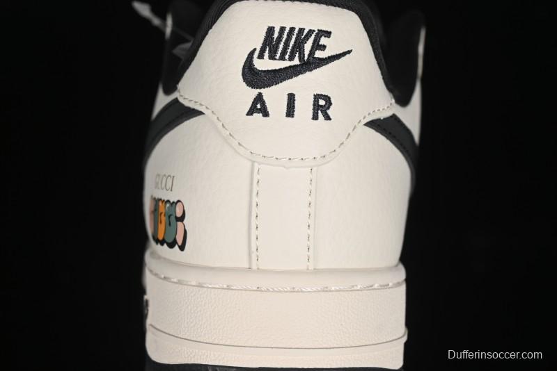 Nike Air Force 1 '07 Low Gucci Collaboration - Dark Blue Linen Casual Sneakers - XZ3398-888