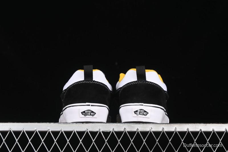 Vans Knu Skool Low-Top Retro Casual Vulcanized Slip-On Sneakers in Black White Yellow - VN000D6C6RJ