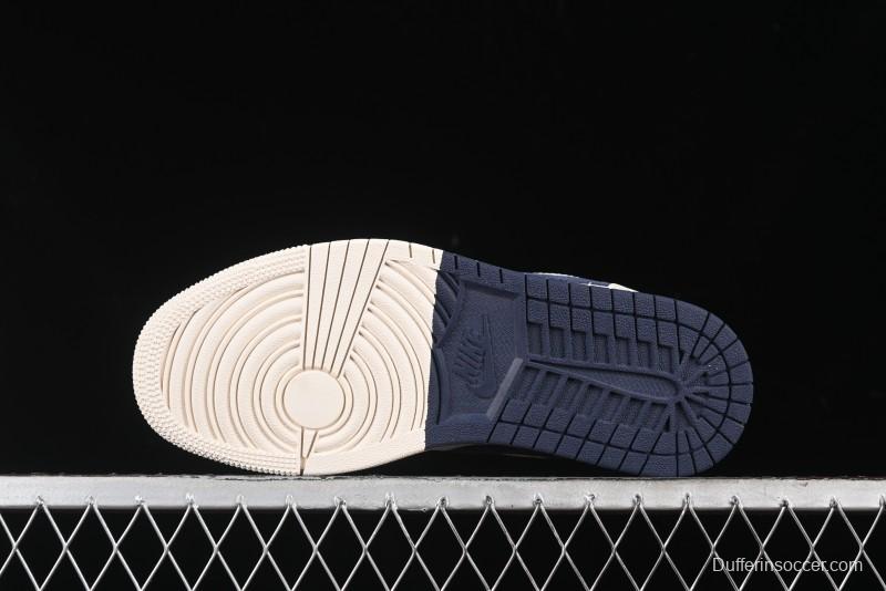 Nike Air Jordan 1 Low Supreme Collaboration - Deep Blue Two-Tone Sole Retro Basketball Shoes - SJ9950-020