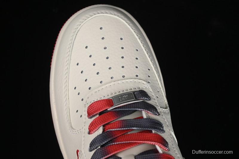 Nike Air Force 1 '07 Low Supreme Collaboration - Beige Red Blue Colorblock Casual Sneakers - XZ6188-228