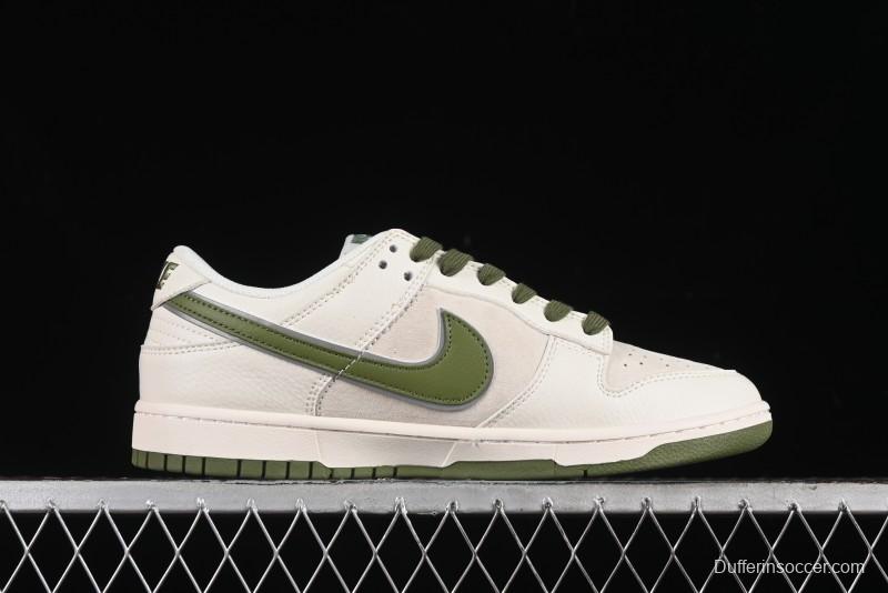 Nike SB Dunk Low Supreme Collaboration - Double Swoosh Beige Dark Green Anniversary High-End Custom Low-Top Casual Skate Shoes - XX2025-689