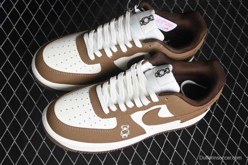 Nike Air Force 1 '07 Low Bape Collaboration - Brown Violent Bear Casual Sneakers - DF0188-013