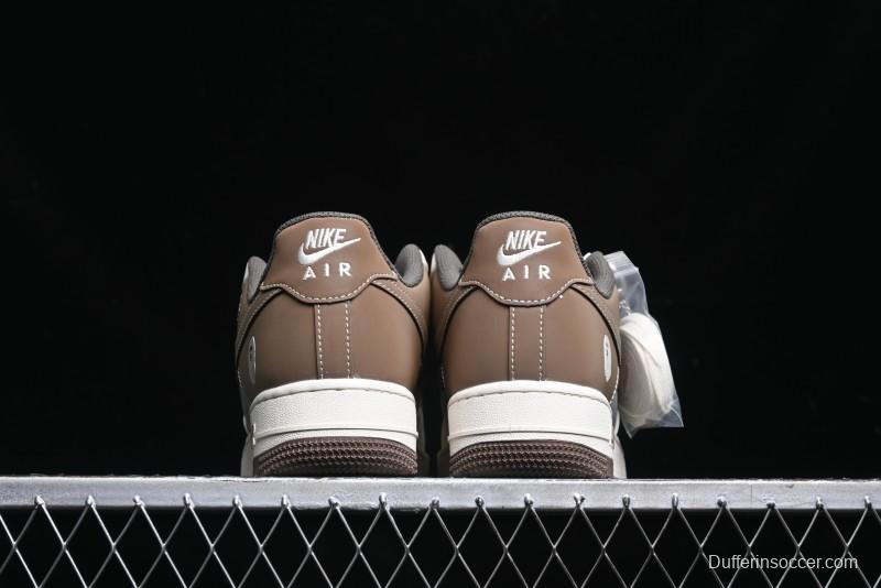 Nike Air Force 1 '07 Low Bape Collaboration - Beige Grey Brown Low Top Casual Sneakers BB6566-210