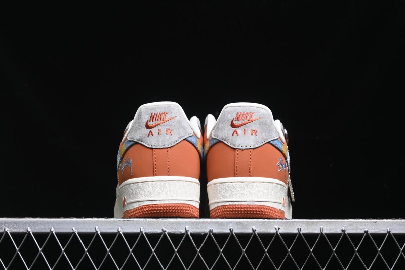 Nike Air Force 1 '07 Low Stussy Collaboration - Grey Brown Flyknit Low-Top Casual Sneakers - KK1988-025