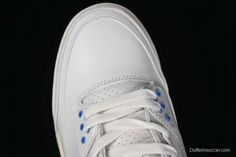 Nike Air Jordan 3 Retro "Lucky Shorts" Basketball Shoes with University Blue and White Colorway - CT8532-101