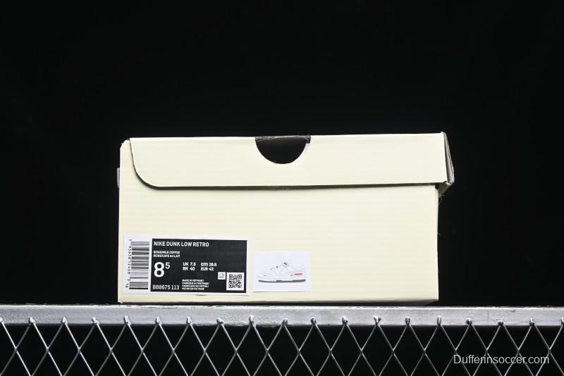 Nike SB Dunk Low Supreme Collaboration - White Brown Split Swoosh Anniversary High-End Custom Low-Top Casual Skate Shoes - BB8675-113