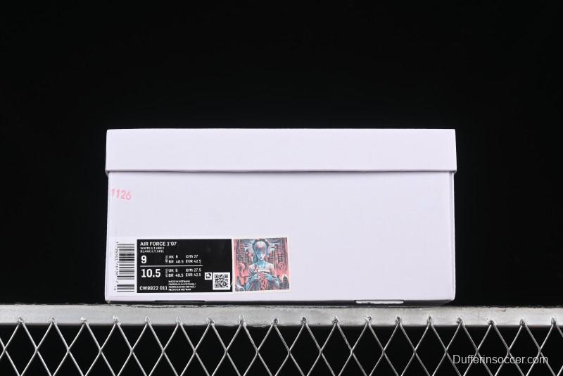 Nike Air Force 1 '07 Low Casual Sneakers with 2D Black and White Hand-Painted Blood Night Stitching Design - CW8822-011