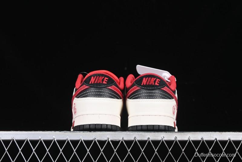 Nike SB Dunk Low Supreme Year of the Snake Limited Edition Red Black Snake Print Anniversary Custom Low-Top Casual Skate Shoes - XS1086-014