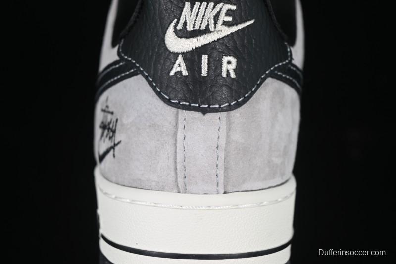 Nike Air Force 1 '07 Low Stussy Collaboration Black Leather Low-Top Casual Sneakers - CH6336-518