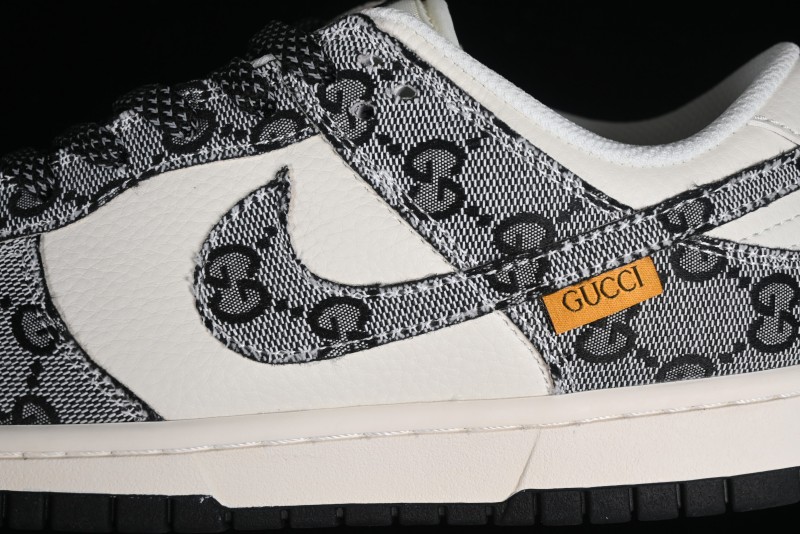 Nike SB Dunk Low Gucci Collaboration - Grey Pattern Anniversary High-End Custom Low-Top Casual Skate Shoes - BB9676-311