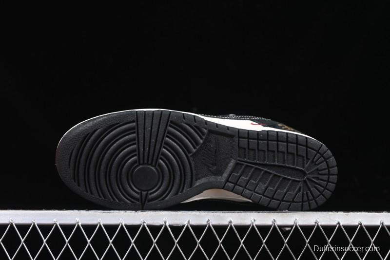 Nike SB Dunk Low Supreme Year of the Snake Limited Edition Black Snake Print Low-Top Casual Sneakers - XS1086-016