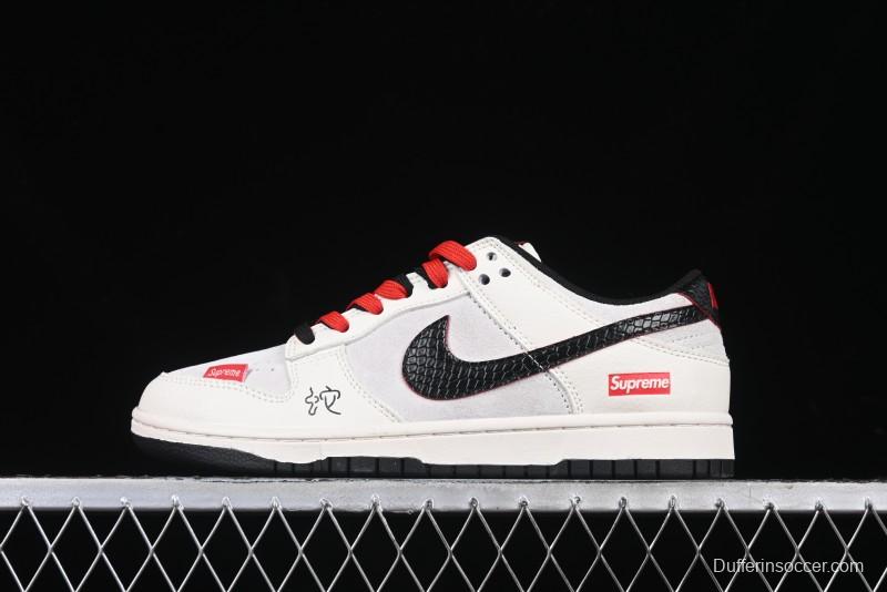 Nike SB Dunk Low Year of the Snake Series - Black Snakeskin with Black Swoosh Anniversary Custom Low-Top Casual Skate Shoes - DM6868-012