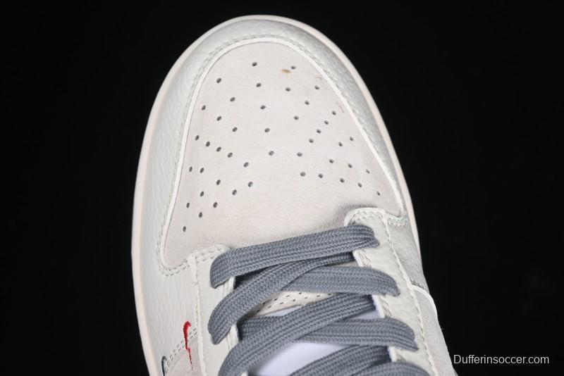 Nike SB Dunk Low Supreme Collaboration Grey Swoosh Double Mini Swoosh Anniversary Custom Low-Top Casual Sneakers - XX2025-688