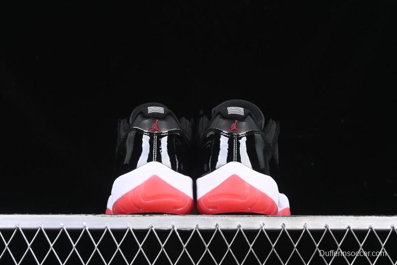 Nike Air Jordan 11 Low Bred Basketball Shoes with Patent Leather and Carbon Fiber - FV5104-006