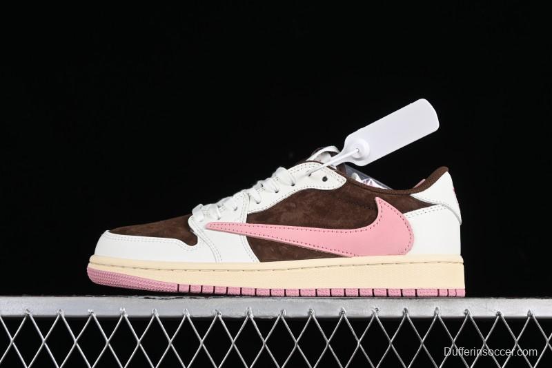 Nike Travis Scott x Air Jordan 1 Low OG AJ1 Reverse Swoosh Sneakers - DZ4137-206