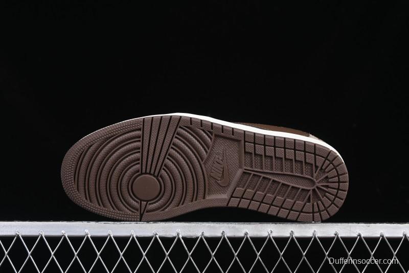 Nike Travis Scott x Fragment Design x Air Jordan 1 Low OG SP AJ1 Snake Year Limited Brown Snake Print Low Top Casual Sneakers - DM7866-074