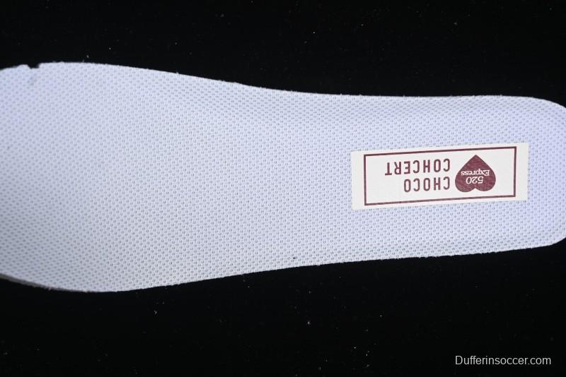 Choco Concert Leather Round Square Asymmetric Fashion Sneakers White Wine Red - AJE5