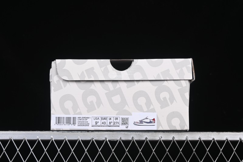 Nike Travis Scott x Fragment Design x Air Jordan 1 Low OG SP AJ1 CDG White Grey Low Top Casual Sneakers - DM9288-005
