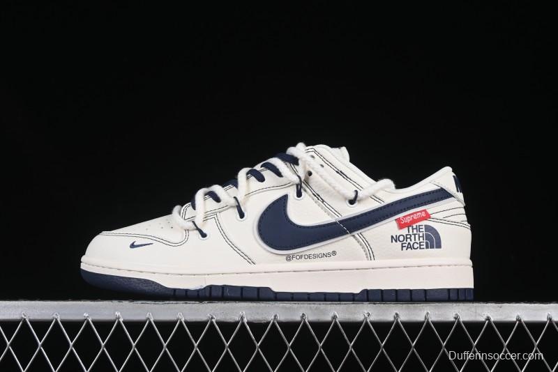Nike SB Dunk Low The North Face x Supreme Triple Collaboration Strap White with Blue Swoosh Anniversary Custom Low-Top Casual Skate Shoes - YC5066-262