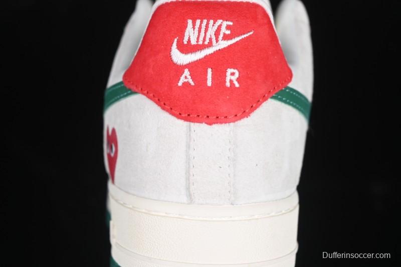 Nike Air Force 1 '07 Low CDG Play Collaboration Green Swoosh Low-Top Casual Sneakers - DF0188-033