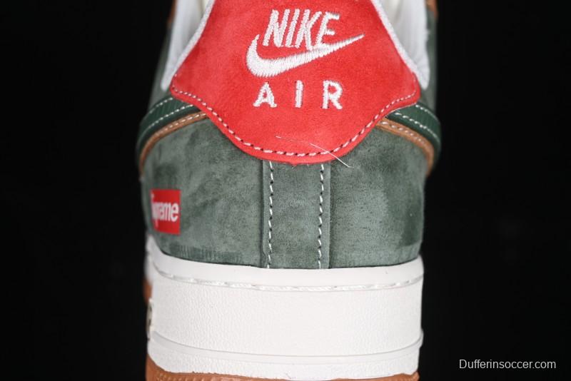 Nike Air Force 1 '07 Low Supreme Year of the Snake Limited Edition Green Brown Double Swoosh Casual Sneakers - DM6688-025