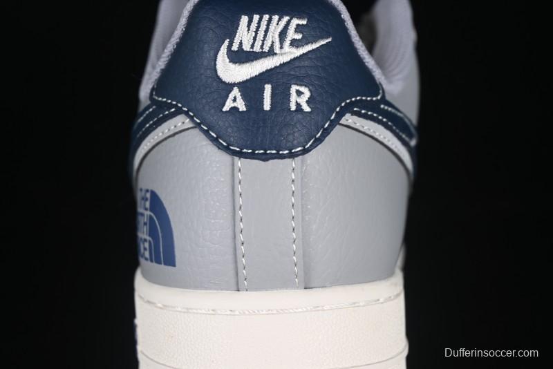 Nike Air Force 1 '07 Low The North Face Collaboration Grey Blue Double Swoosh Casual Sneakers - XS1958-520
