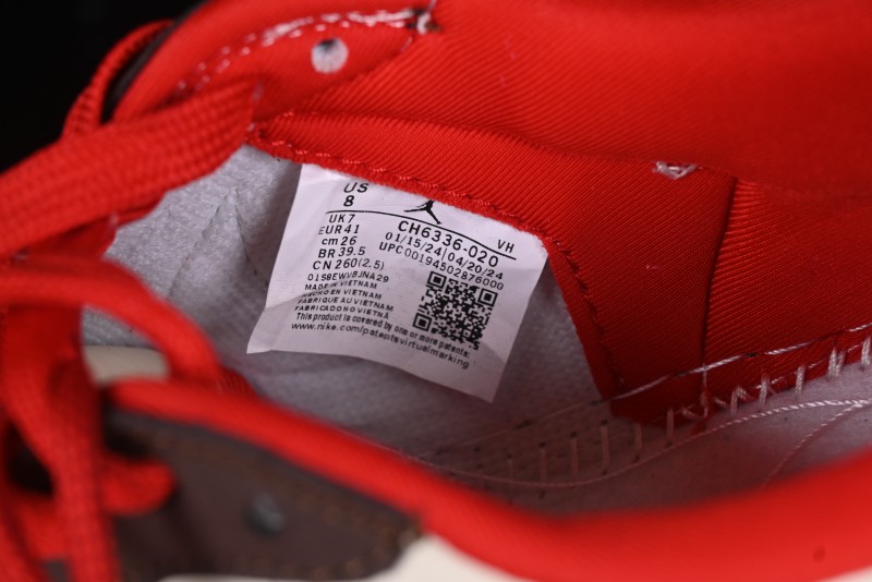 Nike Travis Scott x Fragment Design x Air Jordan 1 Low OG SP AJ1 Snake Year Limited Edition Snake Scale Red Hook Low Top Lifestyle Casual Sneakers - CH6336-020