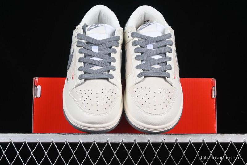 Nike SB Dunk Low Supreme Collaboration Grey Swoosh Double Mini Swoosh Anniversary Custom Low-Top Casual Sneakers - XX2025-688