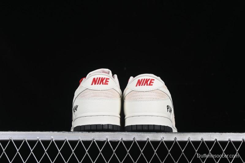 Nike SB Dunk Low Comme des Garcons Play Heart White Anniversary Custom Low-Top Casual Skate Shoes - DJ2024-052