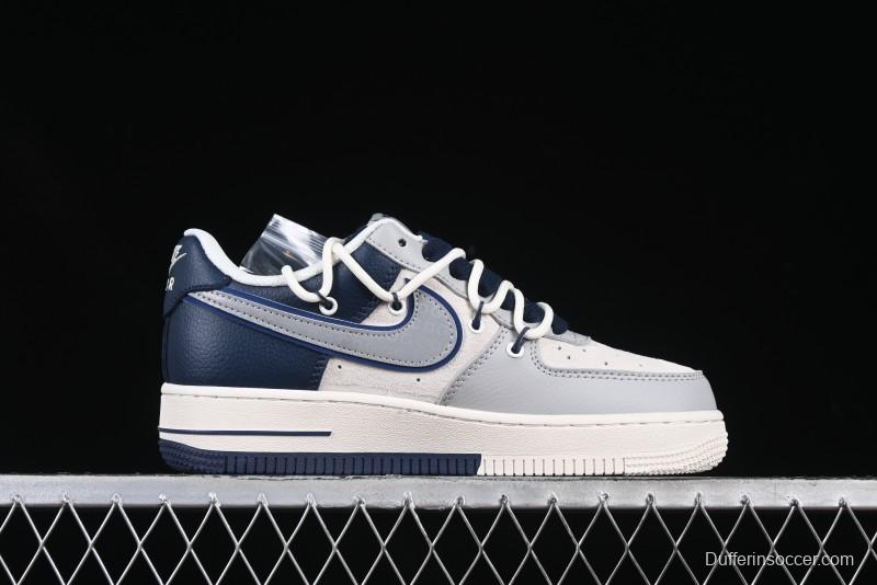 Nike Air Force 1 '07 Low The North Face Collaboration Grey Blue Lace-Up Low-Top Casual Sneakers - DM6688-024