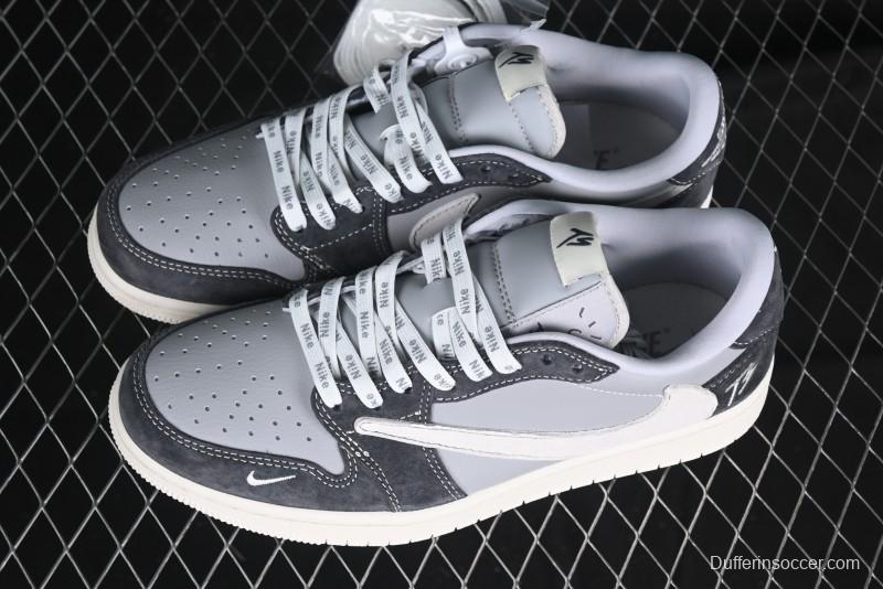 Nike Travis Scott x Fragment Design x Air Jordan 1 Low OG SP AJ1 Retro Sneakers in Traffic Grey - CF3688-055